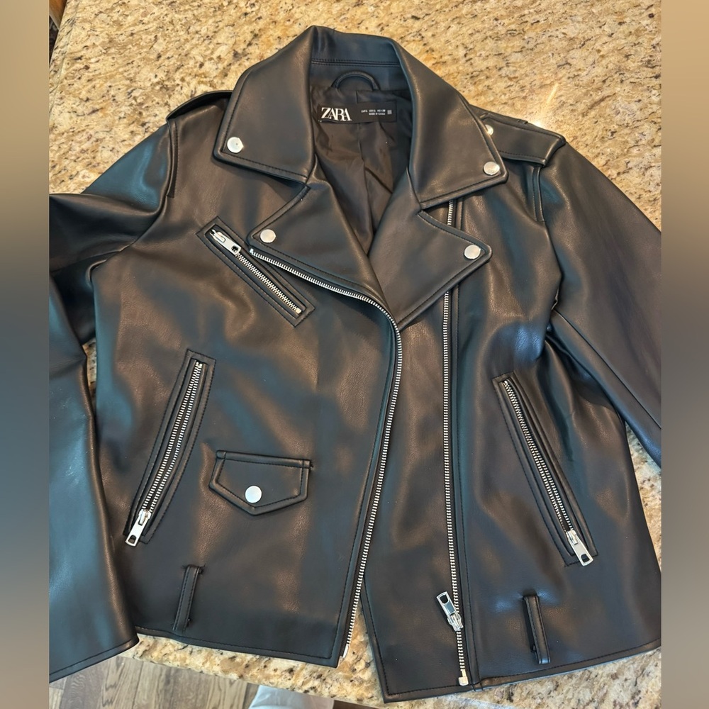 EUC Zara black butter soft pleather moto jacket